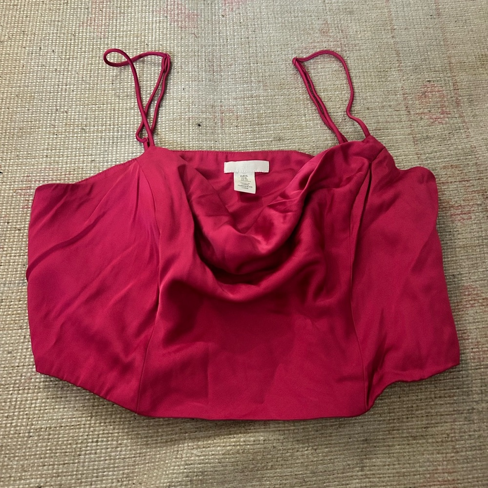 Pink cowl neck cropped tank